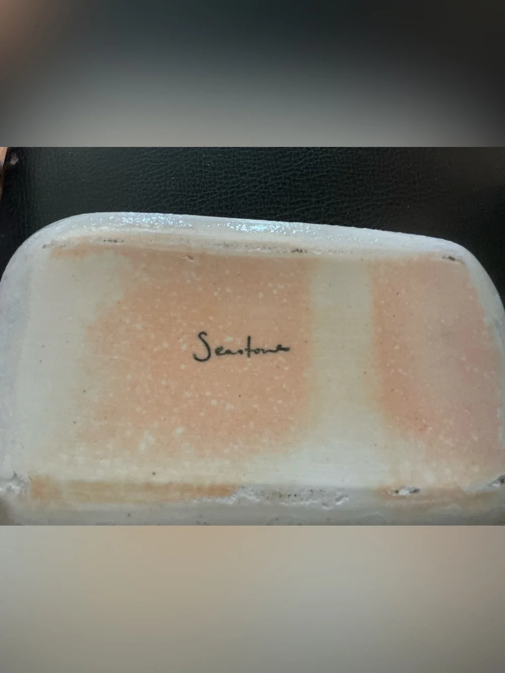 Seastone ceramics bump surface Butter Dish in cream and black From Hawaii